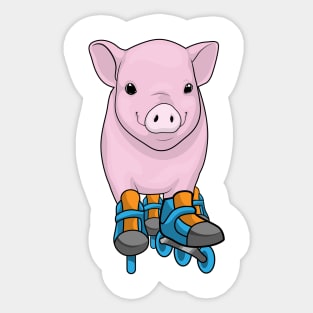 Pig Inline skating Roller skates Sticker